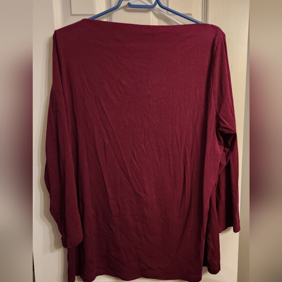 (XXL) Boat neck maroon knit top - Picture 2 of 4